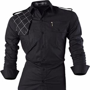 𝅺new Men Casual Slim Dragon Tattoo Long Sleeve Button Down Dress Shirt